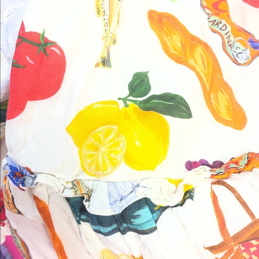 Lisa Says Gah Cream Mini Dress with Multicolor Fruit & Food Print - Picture 10 of 12